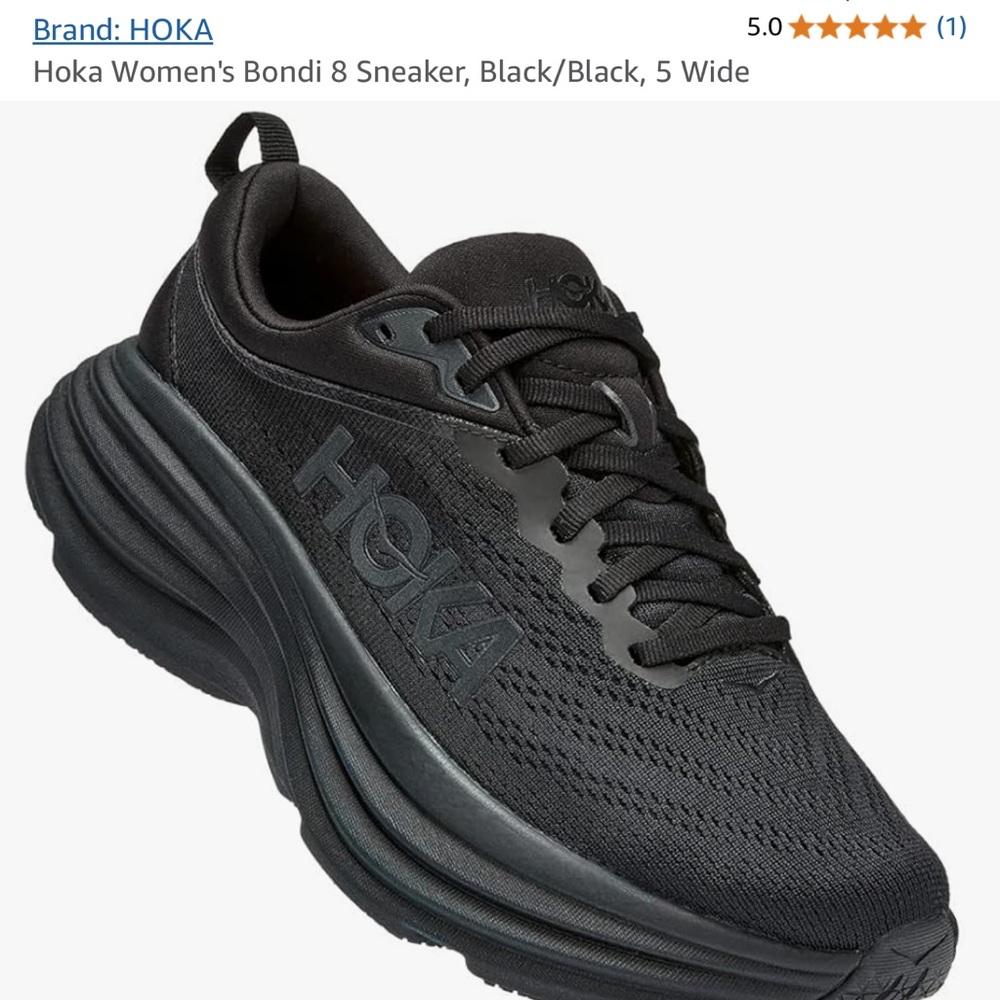 Hoka Women's Bondi 8 Black Sneakers size 9.5